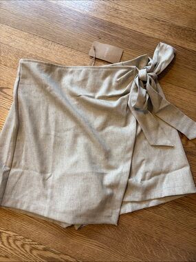 RIHOAS Beige Tie-Waist Skort